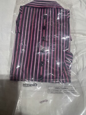 T W Lewin woman shirt pink and black 