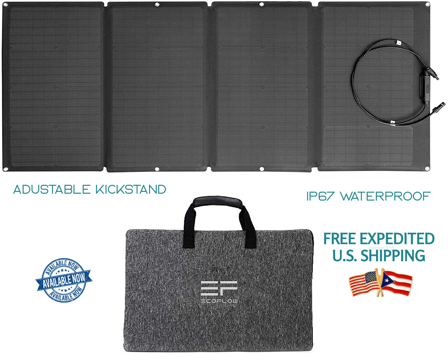 ECOFLOW 160 WATT Solar Panel Portable Foldable Briefcase ADJUSTABLE KICKSTAND