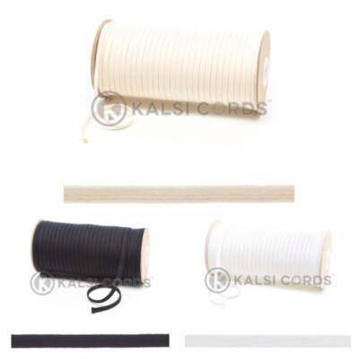 6mm FLAT COTTON TUBULAR BRAID THIN HOLLOW DRAW STRING DRAW CORD ORGANIC ...