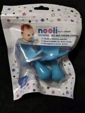 Nooli by Grabease Ergonomic Safe Self-Feeding Utensils Blue