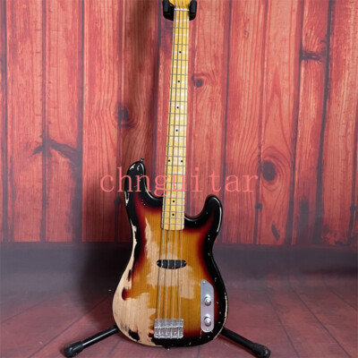 Relic 3 Tone Sunburst PB Electric Bass Guitar 4 String Chrome Hardware 1S Pickup