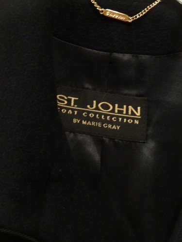 St. John Coat Collection Marie Gray Wool Cashmere Black. Size 8 - Picture 8 of 13
