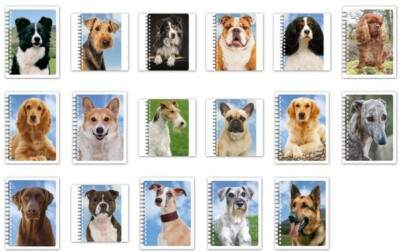 3D Lentikular Notizbuch A6 - linierte Seiten - versch. Hunderassen Bulldogge Deutsche Schäfe