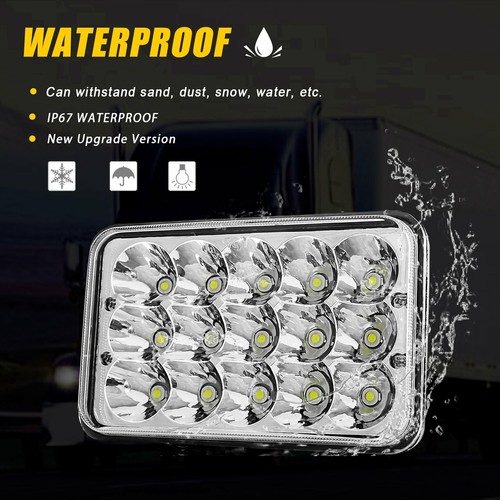 4X 4x6" LED Headlights Sealed Hi/Lo Beam Fog Light For Freightliner FLD120 112 - Picture 7 of 12