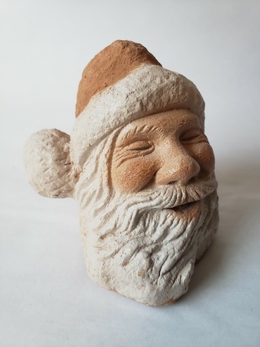 VINTAGE RARE Roger Wermers Stonehead Smiling Santa Stone Sculpture SIGNED - Picture 5 of 6