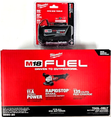 NEW N BOX Milwaukee M18 FUEL 2880-20 Grinder, 1) 5.0 AH Battery 4 1/2 5'' 18 Volt