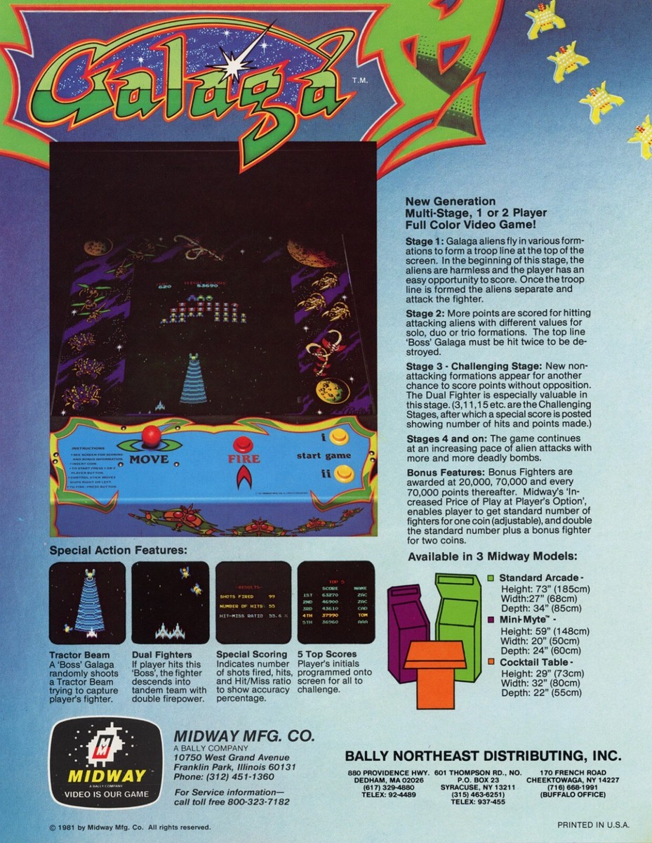 Galaga 88 Midway Arcade Glossy Promo Ad Poster Unframed Galaga 88 Midway Arcade Glossy Promo Ad Poster Unframed