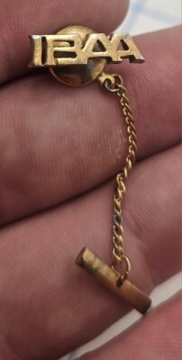 VTG Tie Tack Chain IBAA Pin Back Chain Gold Tone 
