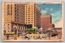 President Ambassador Ritz Carlton Hotels Atlantic City NJ C1937 Postcard M11