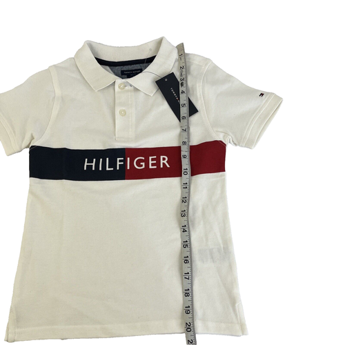 New Boys Tommy Hilfiger Short Sleeve Polo Shirt Sz 6 NWT White Red Blue $34 - Picture 6 of 8