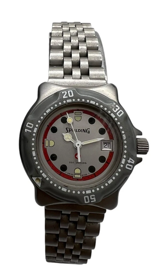 Raro Reloj 'SPALDING' 200m W.R Divers Mujer Fecha con Bisel Giratorio GARANTÍA Foto 4 de 4