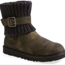UGG D2548 Womens Black Metallic Suede Cambridge Boots Size 6 M