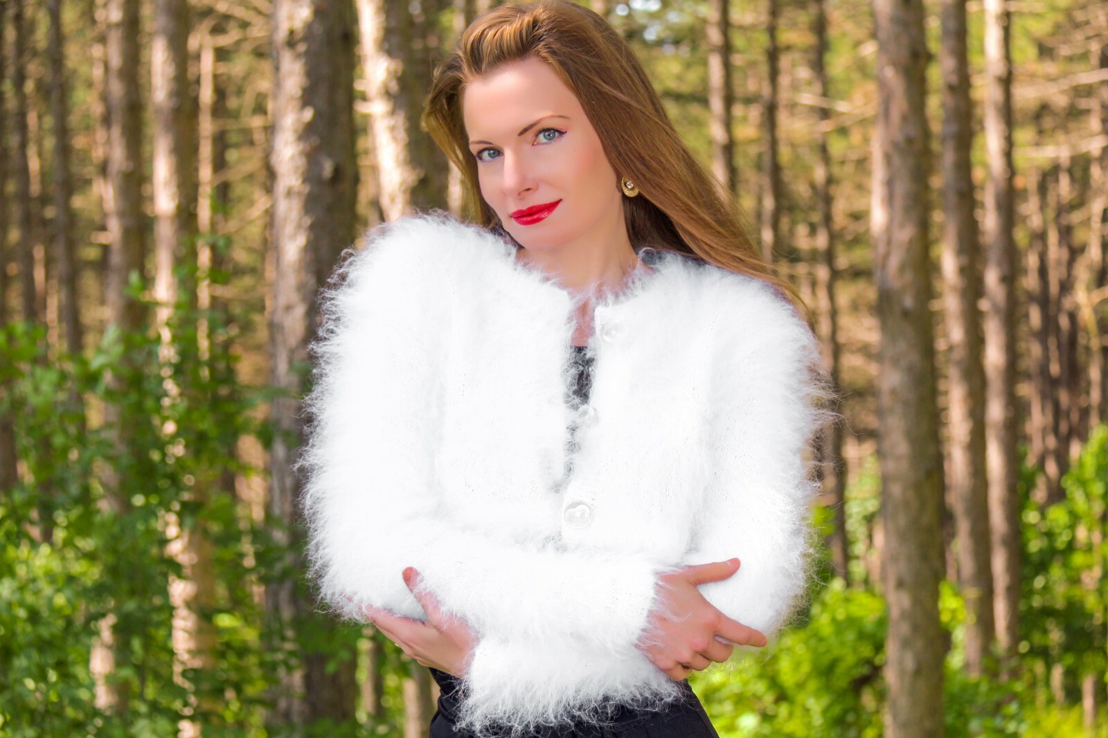 Fuzzy Cropped Cardigan Mohair Sweater 