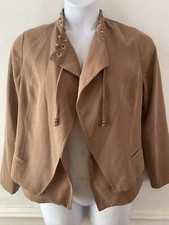 CHICO'S Misses size 1 Tan Lace Up Open Blazer Jacket j301