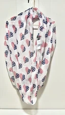 Patriotic American Flag Heart Infinity Scarf Stars Stripes Sheer Scarf Wrap NWT