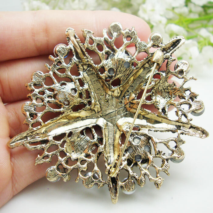 Vintage Starfish Brooch Pin With Purple Rhinestones & Pearl - Crystal Pendant Convertible
