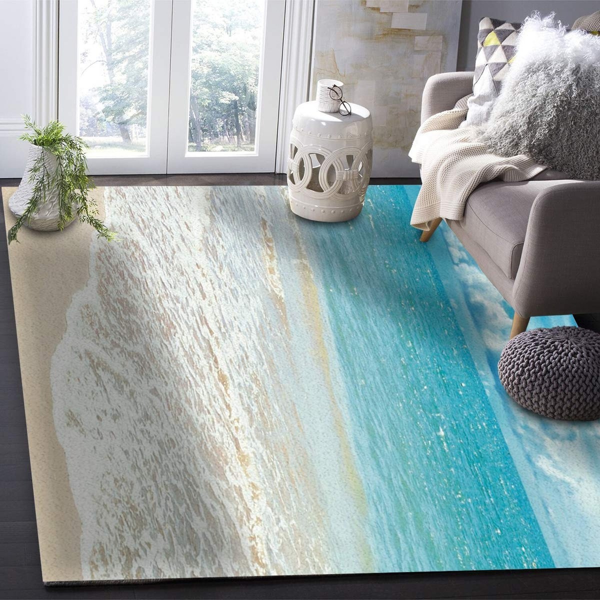 ラグ SEA (round) MAT / GRAY (AC-87) Addison Rugs Chantille 8 X 8 (ft) Gray Round Indoor/Outdoor