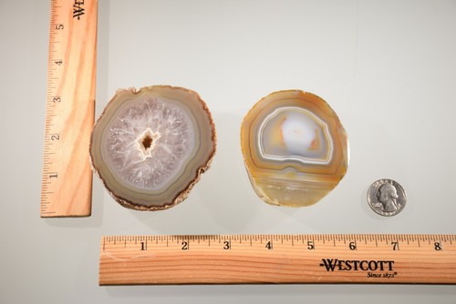 Erdton Achat Geode Scheibe Paar Quarz poliert einseitige Untersetzer? "3,25" - Bild 2 von 3