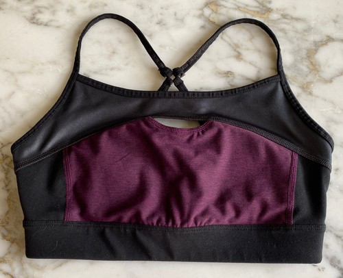 Calvin Klein Performance Camisole Front Keyhole Bra Merlot/Faux Leather Sz S - Picture 2 of 12