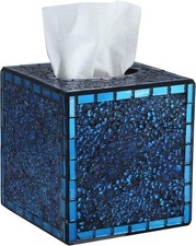 Mosaic Glass Tissue Box Holder, Decorative Tissue Box Cover, Square Tissue