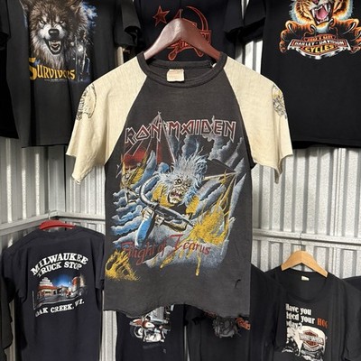 Vintage 80s Iron Maiden Shirt Fight Of Icarus Rare Print Sz M Double Sided 