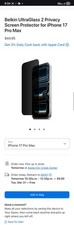 Belkin ScreenForce TemperedGlass Screen Protector for iPhone 17 Pro Max Scrat...