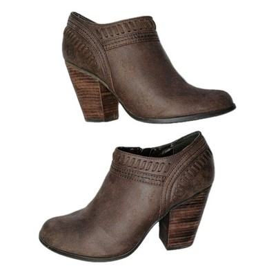 Carlos Santana Rollins Heel Booties 8.5 Women Brown Faux Suede Western 90s