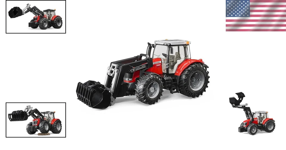 Tractor de juguete Massey Ferguson 7600 con cargador frontal Foto 2 de 4