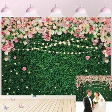 JSHENGZHYI Flower Greenery Backdrop Glitter Floral Green 8x6ft Party