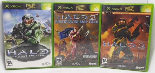 Halo OG XBox Halo 2, Halo 2 Multiplayer Map Pack & Combat Evolved Complete CIB