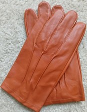 Men Geniune Leather Unlined Dress Glove With Snap-cut Medium