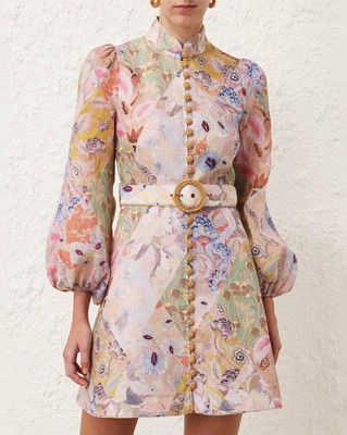 knee length dresses for ladies Never A Bad Day White Linen Button Front Mini Dress main image 0