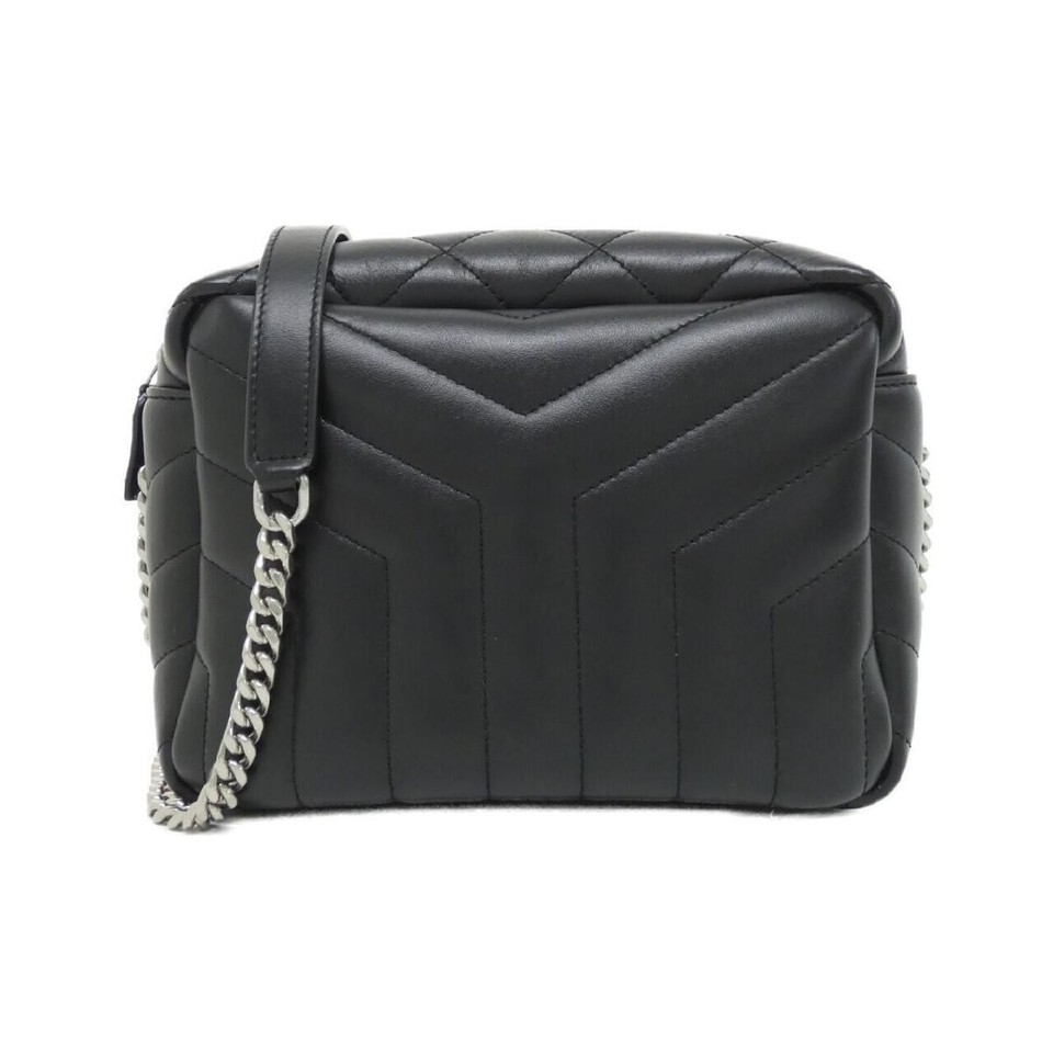 Saint Laurent Loulou Shoulder Bag Black Calfskin 7.9x5.5x3.9 inStrap
