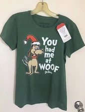 NWT Women's Med. Life is Good You Had Me Woof Max Grinch Christmas Crusher Tee
