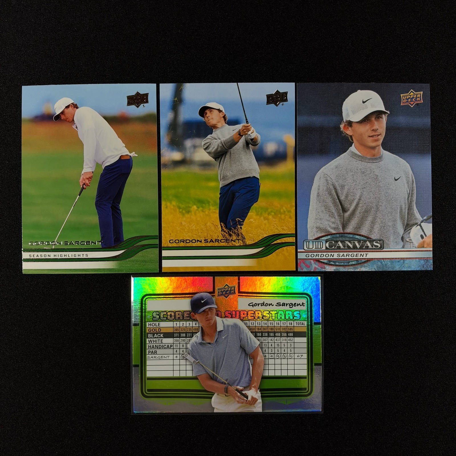 2026 Upper Deck Golf Gordon Sargent #C-6 Canvas, #SS4, #10, #49 (4 Card Lot)