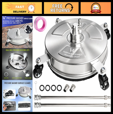 #ad 14quot; Stainless Steel Pressure Washer Surface Cleaner with 4 Wheels 4000 PSI 2 W $99.99