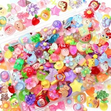 120PCS Mixed Colors Slime Charms Cute Flatbac...