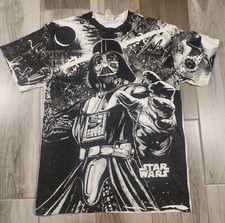 Vintage Star Wars Darth Vader All Over Print Graphic T Shirt Large