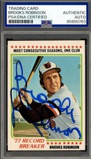 Brooks Robinson PSA DNA Signed 1978 Topps 1977 Record Breaker Autograph