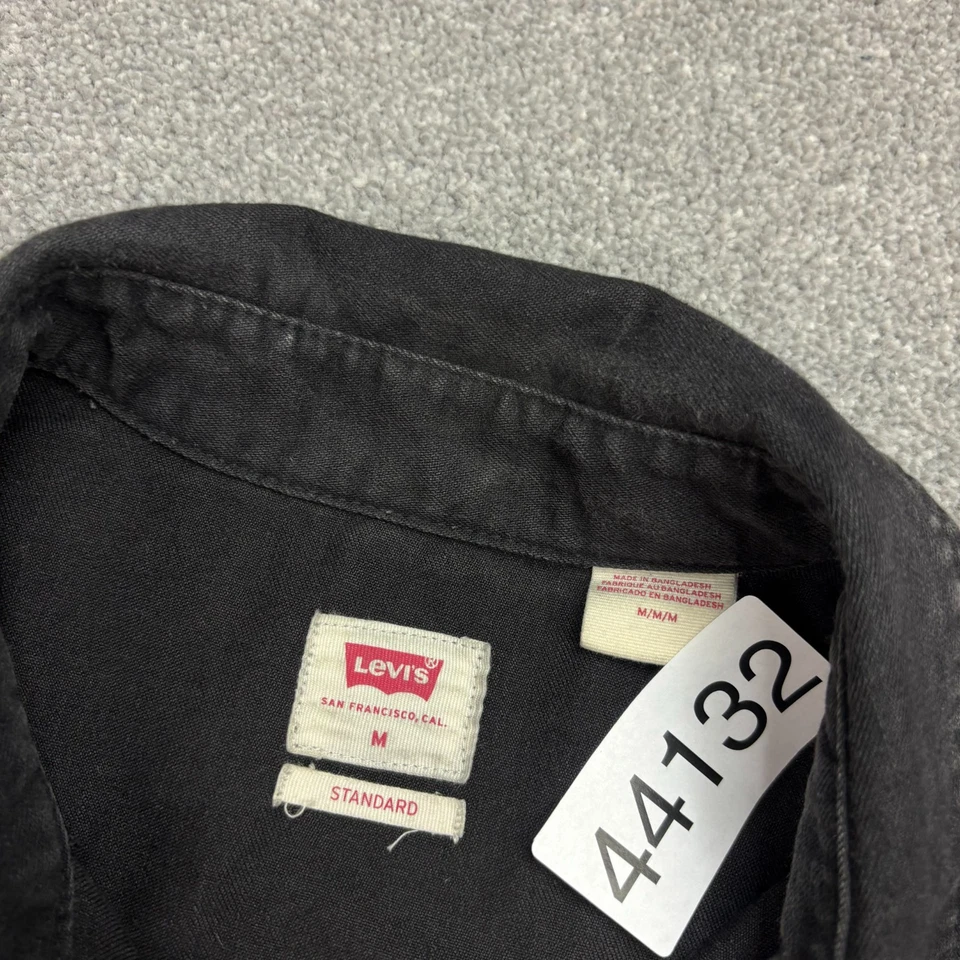 Levis Denim Shirt Adult Medium Black Sawtooth Snap Western Red Tab Rodeo Mens* - Image 4 of 4