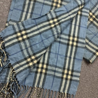 Burberry London Scarf 54x12 Inches Blue Nova Check 100% Lambswool
