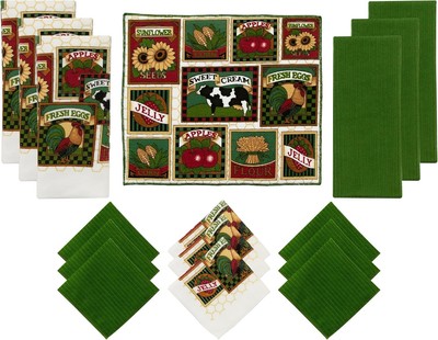 Smart Home Farmers Market Microfiber Kitchen Towel Set, 16 Pieces