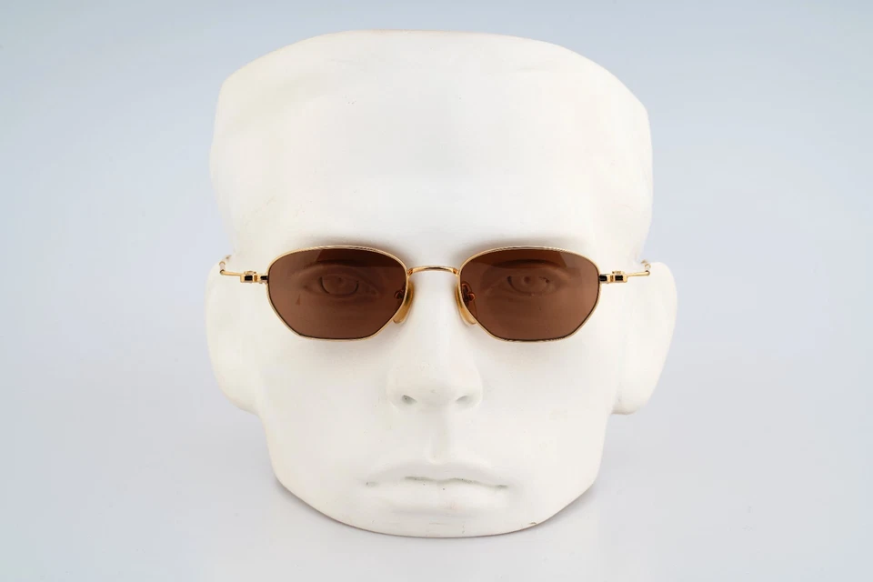 Jean Paul Gaultier 55-8107 8 A, Gafas de sol hexagonales vintage años 90 tintadas marrón dorado Foto 2 de 4