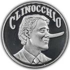 Vintage 1990s Clinnocchio Bill Clinton 1 oz .999 Fine Silver Art Round - Rare!