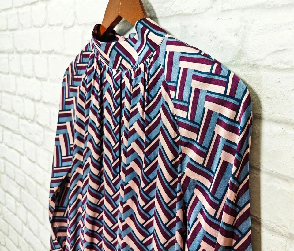 Vestido Dea Kudibal Mulberry Mezcla Seda Chevron Patrón Talla XL - Imagen 4 de 4