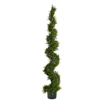 Nearly Natural 6ft Cypress Spiral Topiary Artificial Tree in Green