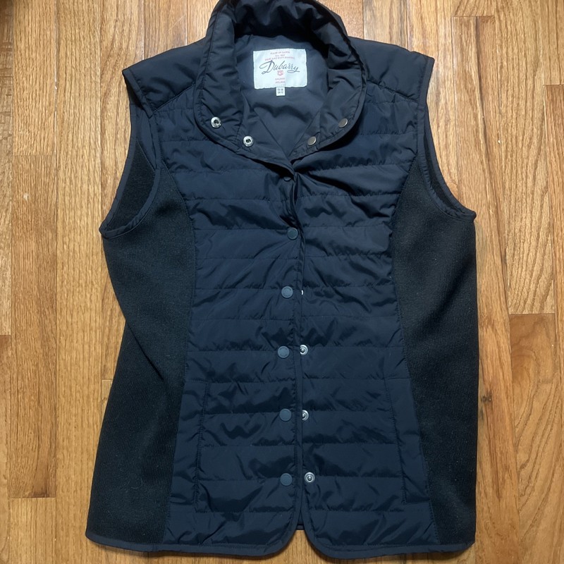 Dubarry Ireland Vest Womens US Medium EU 38 Black Button Front Pockets Quilted