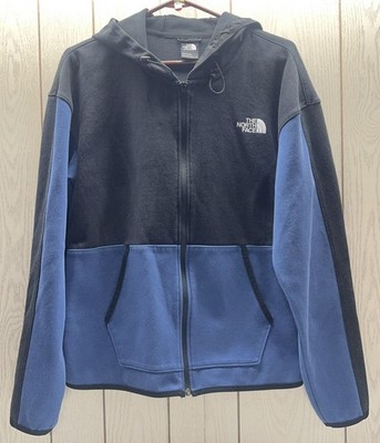 The North Face Double Knit Full Zip Hoodie Blue Black Medium Men s GUC