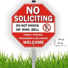 No Soliciting Sign for house, 10"x10" Yard Sign with 28" Aluminum Stake, Do Not