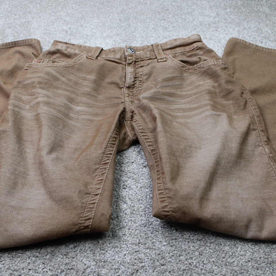 Pantalones de mezclilla True Religion Bobby para hombre 34x34 marrón pana solapa bolsillo calce relajado Foto 2 de 4